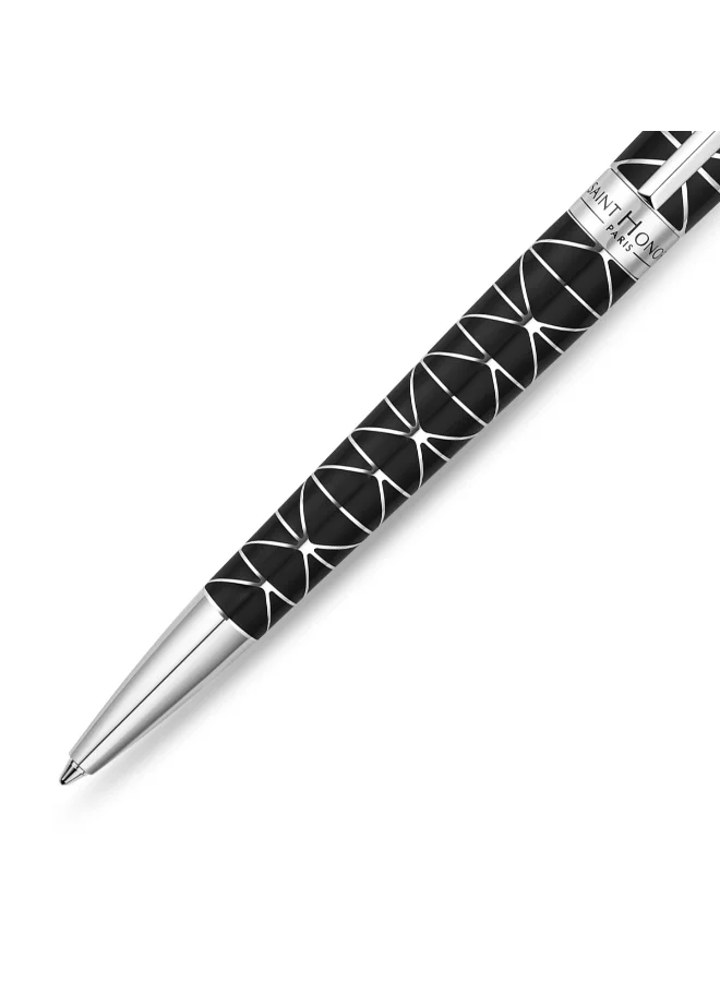 Saint Honore Paris Champ De Mars Lacquer Silver &amp; Black Pen for Men's