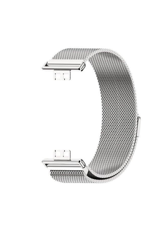 Generic - Fit 2 Watch Band Stainless Steel Milanese Clasp Magnetic Suction Three-bead Bamboo Texture Metal Wristband For HuaweiWatch-Color:MILAN MAGNETIC-SILVER-Specifications:For HuaweiFit3 - Image 1
