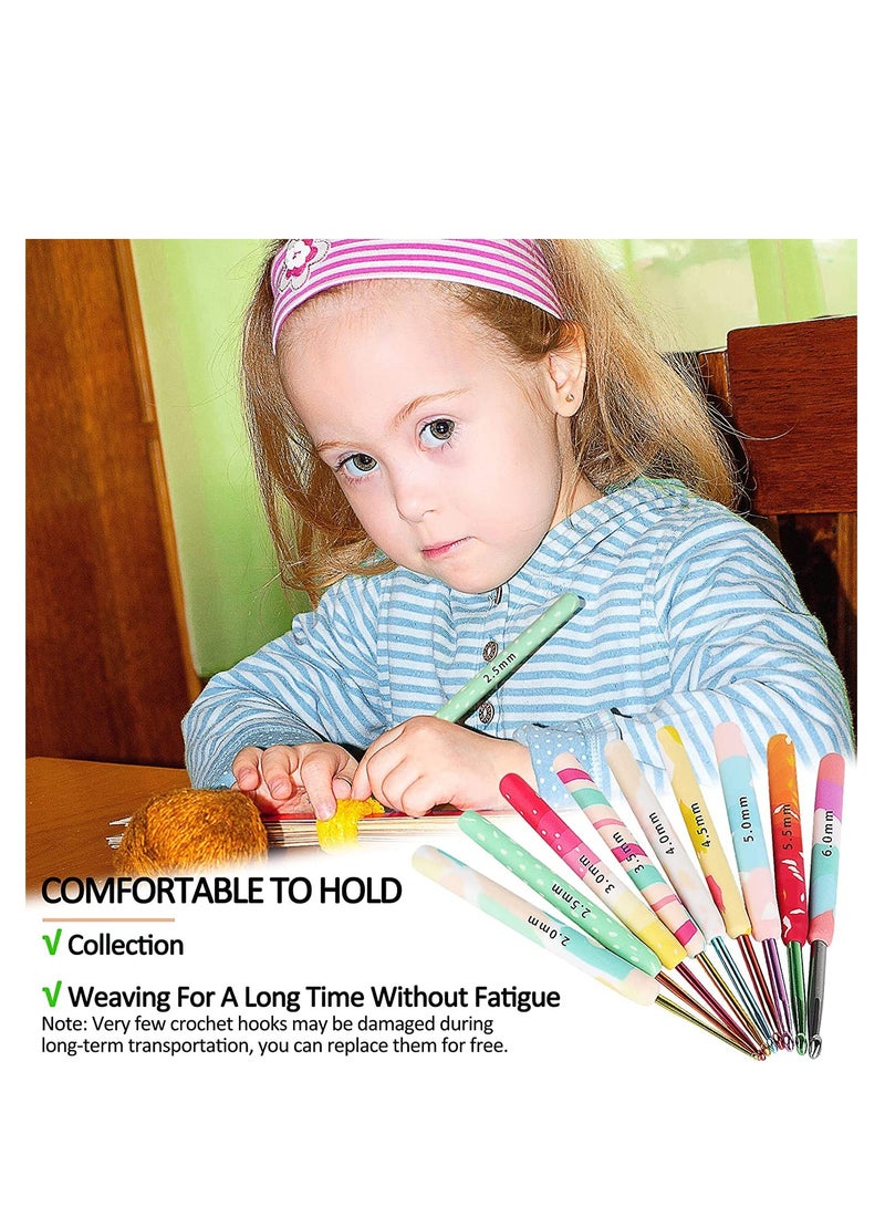 Suntown Crochet Hook Set for Women Girls Mom Teens, Cute Crochet Needles for Crocheting Art Aluminum Soft Grip Comfortable Knitting Hook for Yarn Craft Crochet Kit for Beginner, 9 Sizes in 9 Colors - Image 4