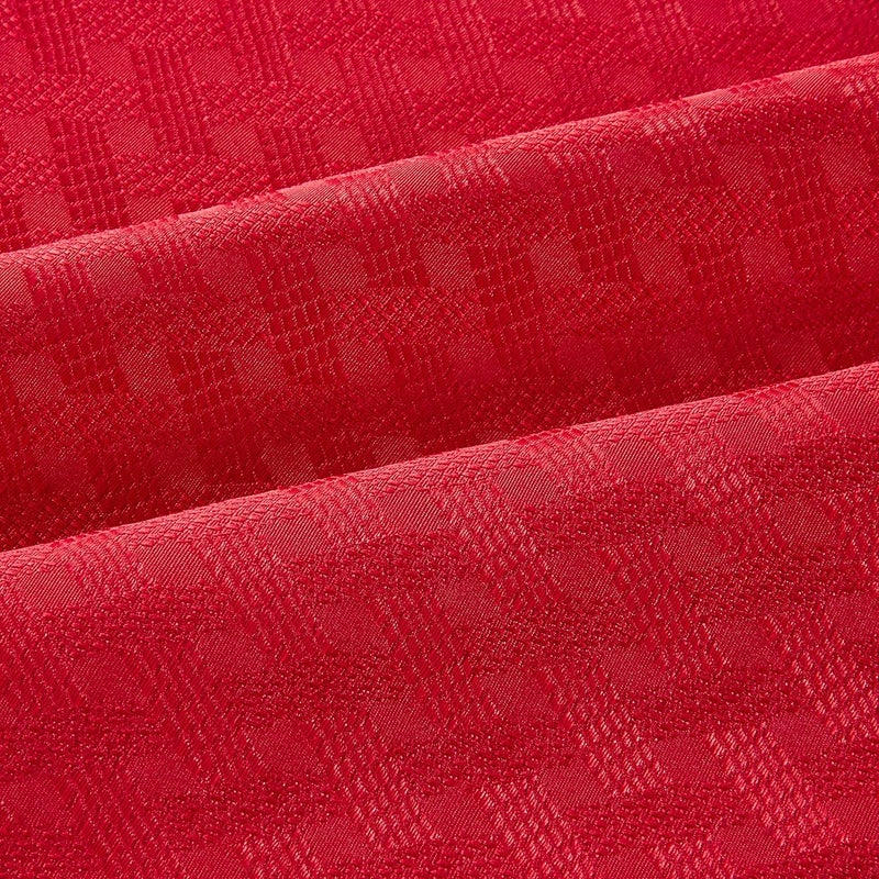 Violet Linen Christmas Novelties Ribbed Striped Pattern Polyester Jacquard Red 70 Inch Round Seats 4 to 6 People Tablecloths - Image 2