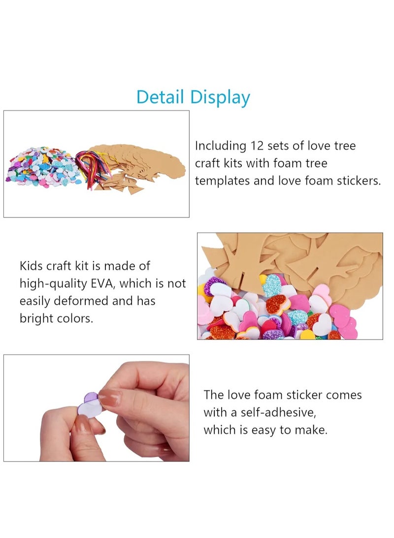 12 Piece Heart Tree Kit DIY Craft Creative Heart Shaped Tree Heart Valentine's Day DIY with Rope for DIY Child Adult Decoration Party Love Gift - Image 2