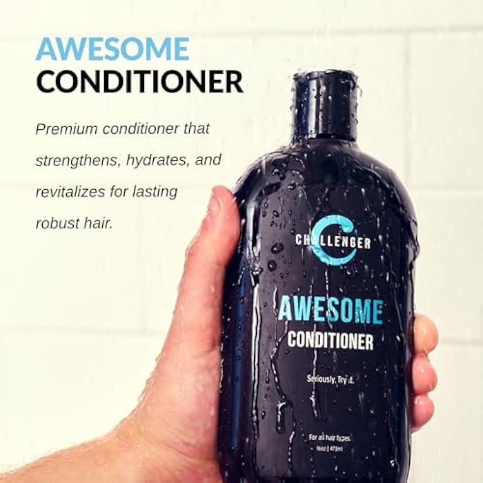 Challenger Awesome Mint Conditioner | Men's Shower Product | For Itchy & Dry Scalp | Removes Dirt & Oils | Coconut Oil, Jojoba Oil, Hydrolyzed Keratin | Sulfate Free | 16oz - Image 5