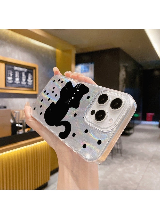 جراب TPU لطيف على شكل قطة لهاتف iPhone 16 Pro - غطاء شفاف ناعم مقاوم للصدمات مع طلاء رش، وحماية من السقوط - Image 5