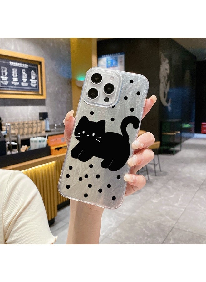جراب TPU لطيف على شكل قطة لهاتف iPhone 16 Pro - غطاء شفاف ناعم مقاوم للصدمات مع طلاء رش، وحماية من السقوط - Image 3
