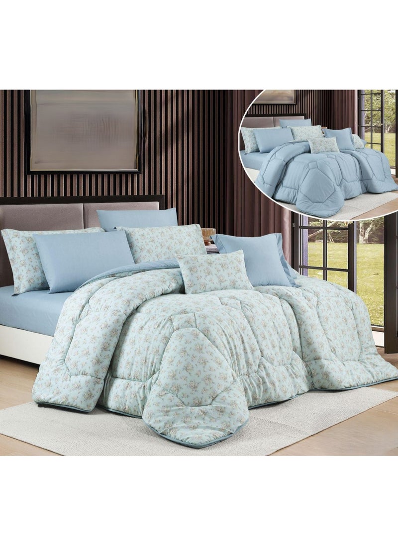 LOVERA 8 Pieces King Size Comforter Set, Soft and Durable Fabric, Modern Pattern  - Image 1