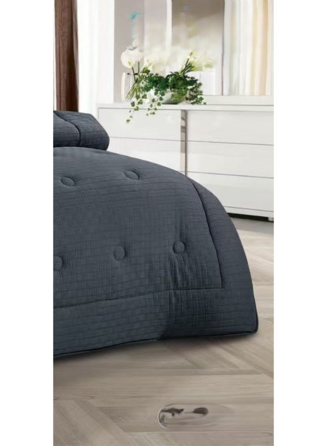 لوفيرا طقم مفرش نفرين ملكي لحاف قماش متين وناعم ونقشة عصرية 8 قطع مقاس كنج - Image 4