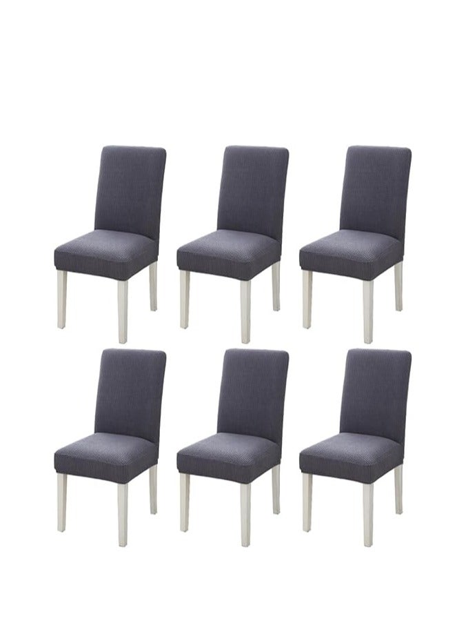 6 PCS Chair Cover Stretch Dining Chair Covers Removable Washable Home Chair Hotel Restaurant Chair Cover Four Seasons Universal Chair Cover for Dining Room, Banquet，Hotel(Dark Grey))  - Image 1