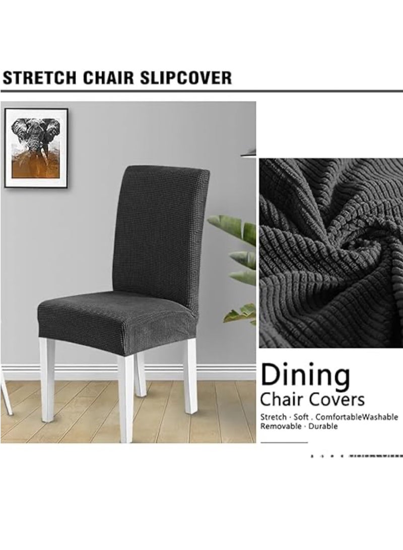 6 PCS Chair Cover Stretch Dining Chair Covers Removable Washable Home Chair Hotel Restaurant Chair Cover Four Seasons Universal Chair Cover for Dining Room, Banquet，Hotel(Dark Grey))  - Image 4