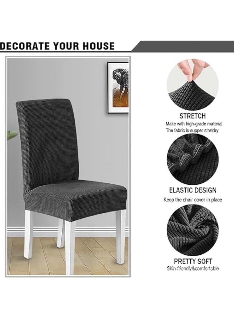 6 PCS Chair Cover Stretch Dining Chair Covers Removable Washable Home Chair Hotel Restaurant Chair Cover Four Seasons Universal Chair Cover for Dining Room, Banquet，Hotel(Dark Grey))  - Image 5