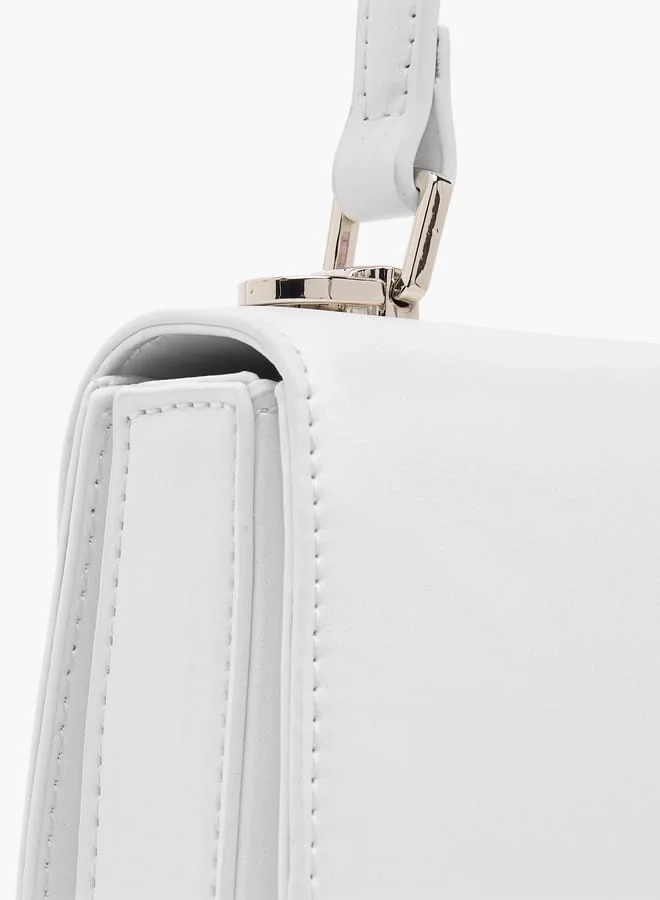 فلورا بيلا من شو إكسبرس Women Textured Satchel Bag with Button Closure and Adjustable Strap