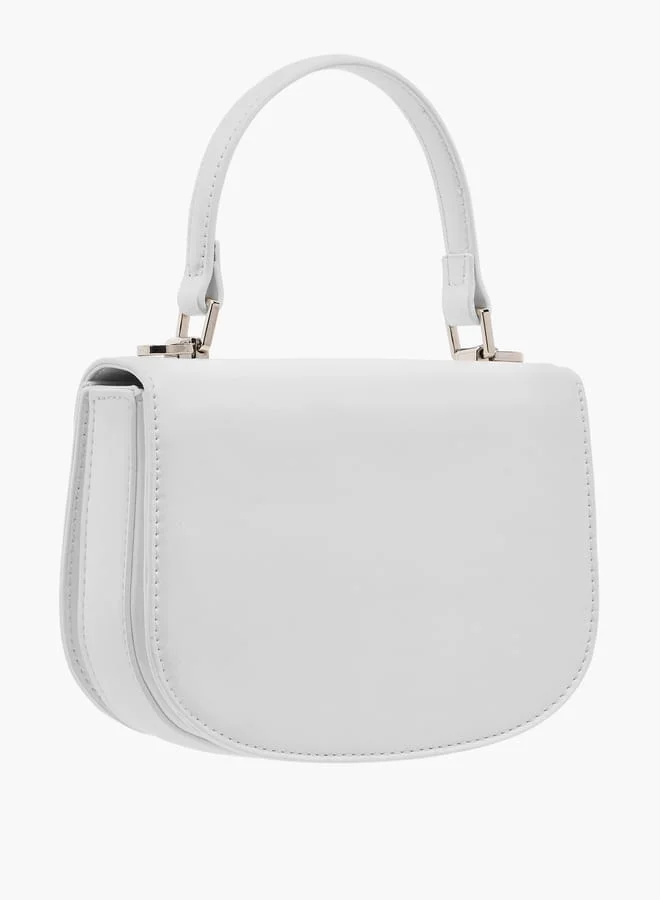 فلورا بيلا من شو إكسبرس Women Textured Satchel Bag with Button Closure and Adjustable Strap