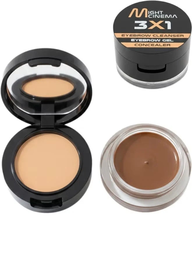 Might Cinema 3 In 1 Professional Eyebrow Styling Kit with Brow Gel & Concealer - Shade 101 - Image 1