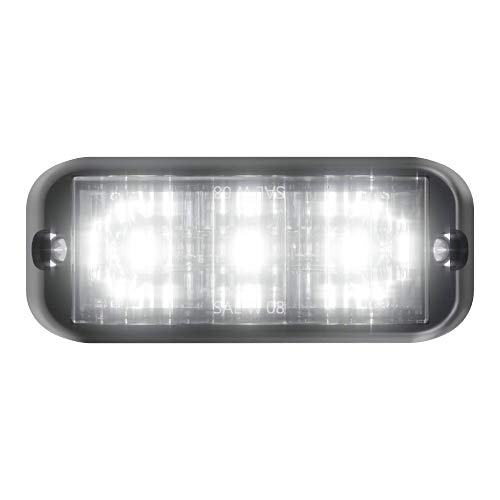 Abrams SAE Class-1 Edge 3 Series [White] 9W - 3 LED Emergency Vehicle Truck LED Grille Light Head Surface Mount Strobe Warning Light - Image 1