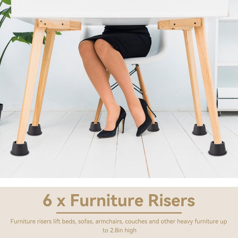 6pcs Round Furniture Risers, 2.8in Round Bed Lifts Risers Sofa Risers Table Risers Bed Support Legs Desk Riser Blocks for Desk Leg Table Couch Sofa Chair Bed - Image 2