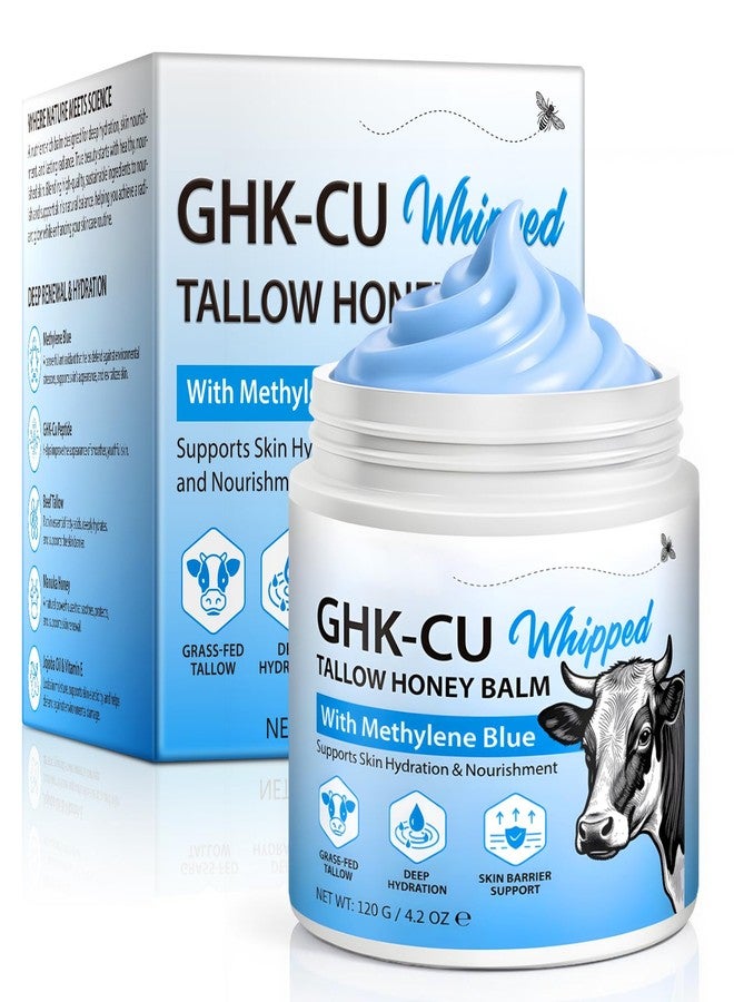 IFUDOIT Copper Peptide GHK-Cu Beef Tallow for Skin 4.2 Oz - Tallow and Honey Balm with Methylene Blue, Manuka Honey, Vitamin E - Natural Face and Body Moisturizer for Mature, Dry, Sensitive Skin - Image 1