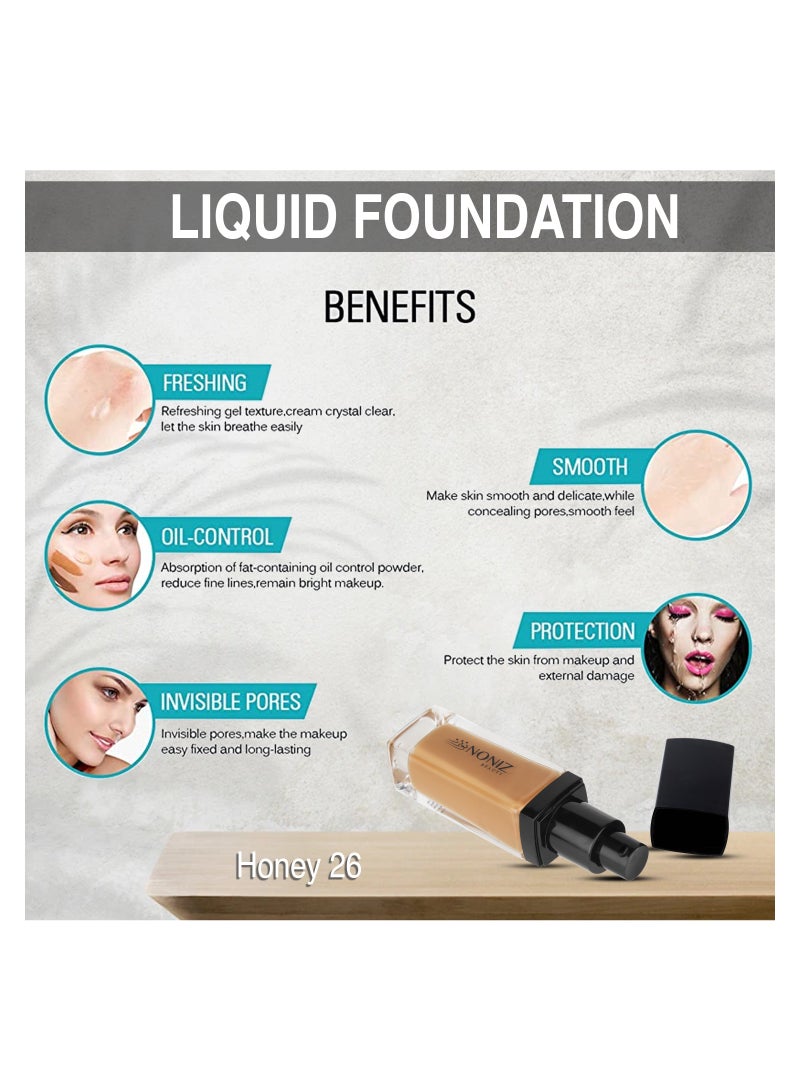 Noniz Beauty Flawless Face Makeup - Waterproof Liquid Foundation- Medium to Full Coverage-Matte Finishing Makeup Look - Oil Absorbing - Vegan Formula- Cruelty-Free Makeup 40 ml - Image 3