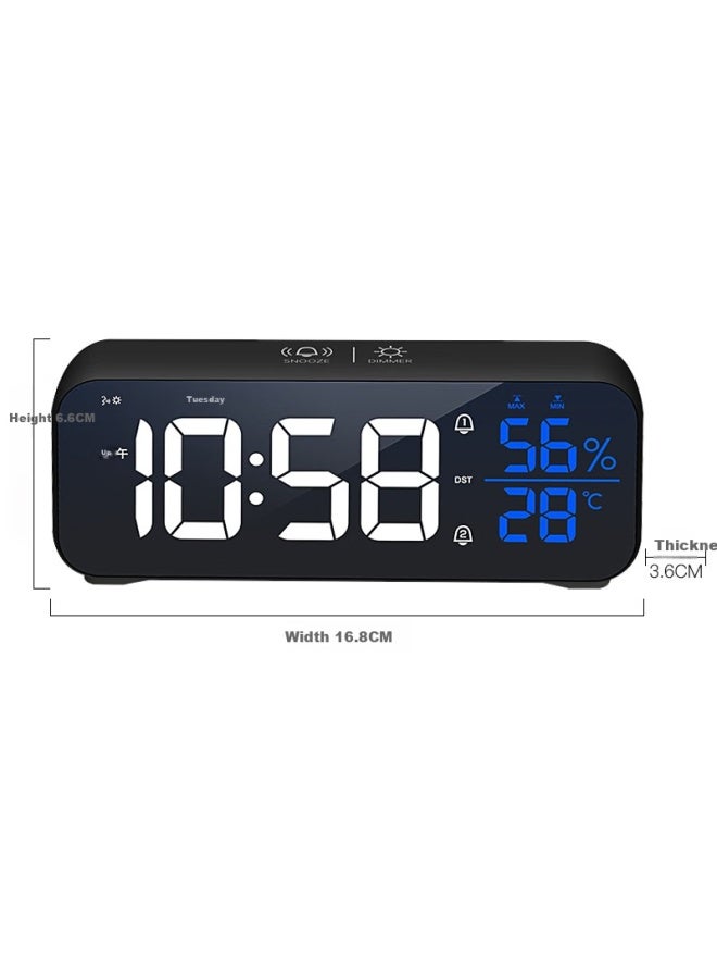 Hense Fashion Electronic Alarm Clock, Smart Voice-controlled Rechargeable Clock, Student Lazy Alarm Watch, Multifunctional Desk Clock Ha820 Black Back-to Seaso - Image 2