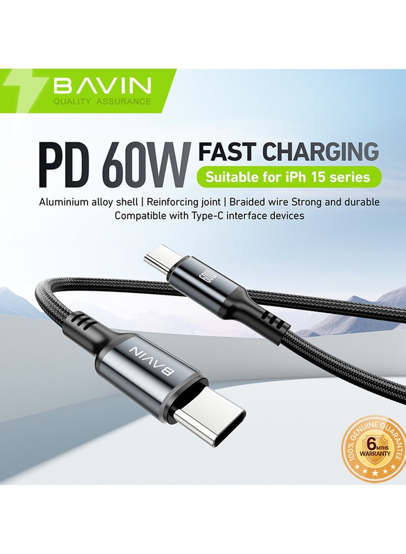 Bavin Bavin CB335 Fast Charging 60 W Aluminum Alloy Data Cable Wth 1.2 Meter Thicker Wire Material For C-Type C  - Image 2