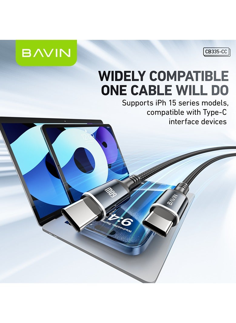 Bavin Bavin CB335 Fast Charging 60 W Aluminum Alloy Data Cable Wth 1.2 Meter Thicker Wire Material For C-Type C  - Image 3