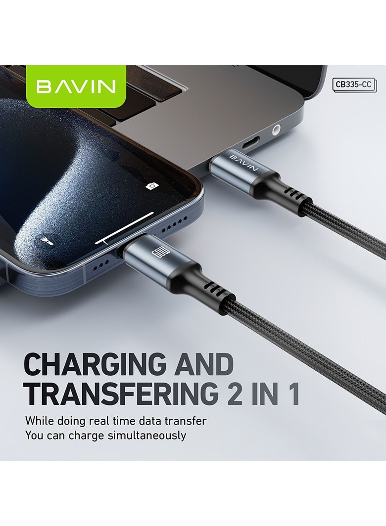 Bavin Bavin CB335 Fast Charging 60 W Aluminum Alloy Data Cable Wth 1.2 Meter Thicker Wire Material For C-Type C  - Image 4