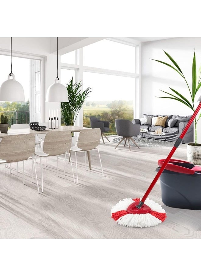 Zalcoon - 3 Spin Mop Heads Replacement, Handle & Base Compatible with Vileda Easy Wring/O cedar, Spin Mop Head Replacement for Floor Cleaning, Triangle Shape (Red & White) - Image 1