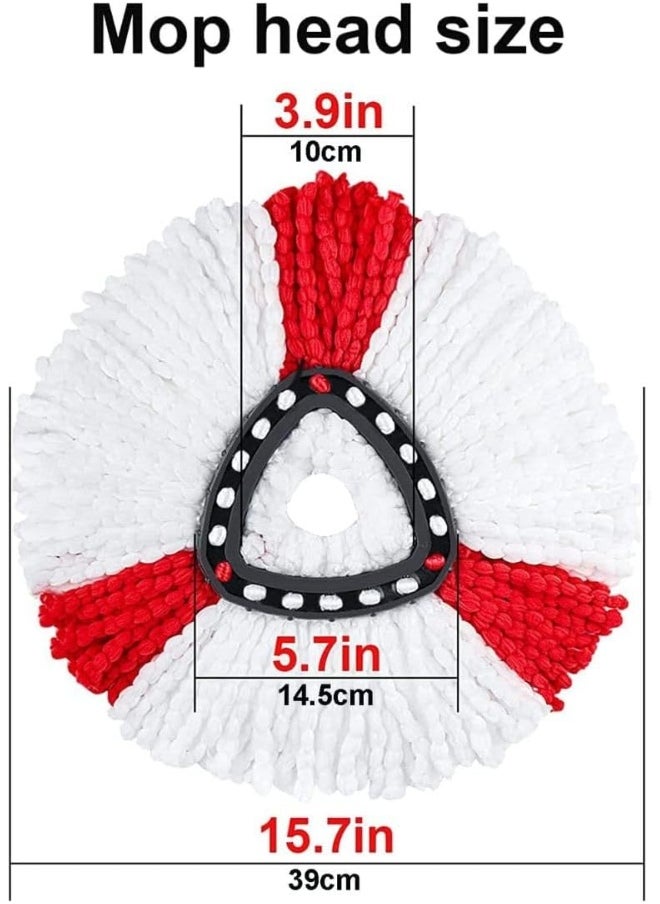 Zalcoon 3 Spin Mop Heads Replacement, Handle & Base Compatible with Vileda Easy Wring/O cedar, Spin Mop Head Replacement for Floor Cleaning, Triangle Shape (Red & White)  - Image 5