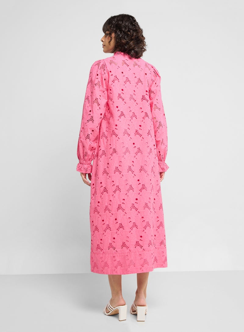 YAS Eyelet Cotton Dress - Image 2