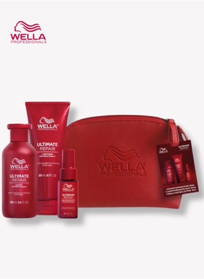 Wella Professionals Wella Professionals trio ultimate repair (SHAMPOO / CONDITIONER / MIRACLE BOOSTER) Holiday Kit  - Image 1