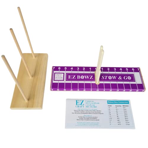 E-Z Bowz EZ Bowz Stow & Go Bow Maker with Detachable Spool Holder - Easy Bow Making Tool - Bowmaker for Crafts, Wreath Making, Tree Top Bows, Hair Bows, Ribbon Bows, Gift Bows - Christmas Decor Bowmaking - Image 1