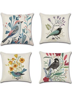 Pillowcase Cushion Cover Square Pillowcase Floral Bird Cotton Linen Tape Invisible Zipper Pillowcase Upholstery Sofa for Bedroom Sofa Terrace Office (Set of 4, 18 x 18 in/45 x 45 cm) - pzsku/ZB44558A541DA71BD8CB7Z/45/_/1664176179/4cab70fb-3f36-46e6-84e1-49c612596463