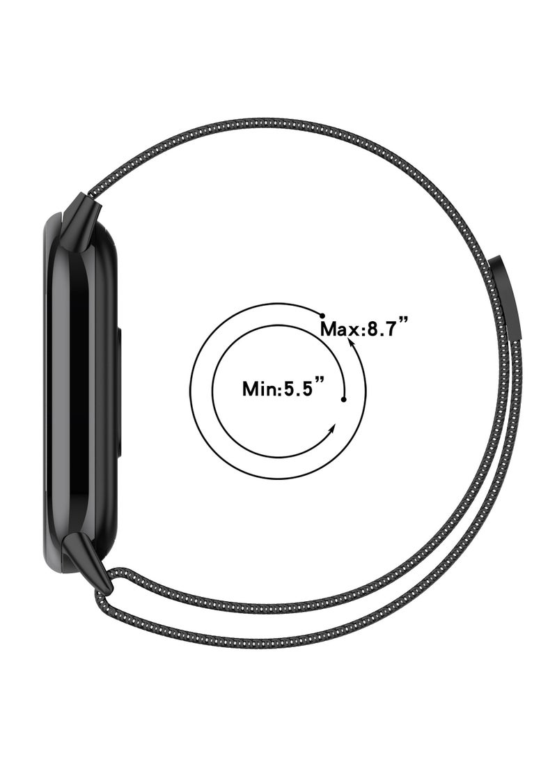 HablTech Milanese Loop Strap for Xiaomi Mi Band 10/9/8 Bracelet Stainless Steel Strap for Xiaomi Band 10/9/8 Accessories for miband 10/9/8 Metal Strap Watchbands(Black) - Image 3