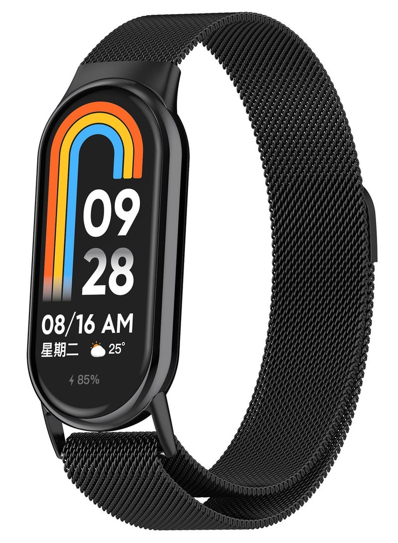 HablTech Milanese Loop Strap for Xiaomi Mi Band 10/9/8 Bracelet Stainless Steel Strap for Xiaomi Band 10/9/8 Accessories for miband 10/9/8 Metal Strap Watchbands(Black) - Image 2