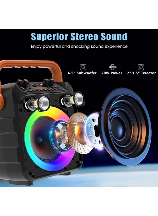 جوبيلين جهاز كاريوكي، مكبر صوت بلوتوث محمول مع ميكروفونين لاسلكيين للبالغين والأطفال مع أضواء RGB، ميكروفون كاريوكي يدعم USB/TF/REC/FM/AUX للاستخدام في الحفلات المنزلية في الهواء الطلق - Image 2