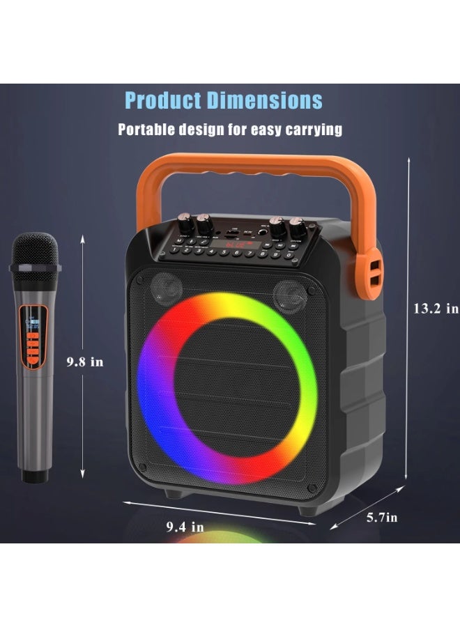 جوبيلين جهاز كاريوكي، مكبر صوت بلوتوث محمول مع ميكروفونين لاسلكيين للبالغين والأطفال مع أضواء RGB، ميكروفون كاريوكي يدعم USB/TF/REC/FM/AUX للاستخدام في الحفلات المنزلية في الهواء الطلق - Image 5