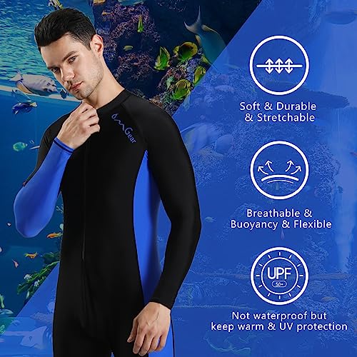 OMGear Thin Wetsuits for Men Dive Skins Full Swimwear Spandex Second Skin Long Sleeve Rash Guard UV Protection Suit for Swimming Kayaking Surfing Snorkeling Bodyboarding(Blue,M) - Image 5