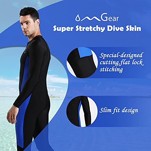 OMGear Thin Wetsuits for Men Dive Skins Full Swimwear Spandex Second Skin Long Sleeve Rash Guard UV Protection Suit for Swimming Kayaking Surfing Snorkeling Bodyboarding(Blue,M) - Image 4