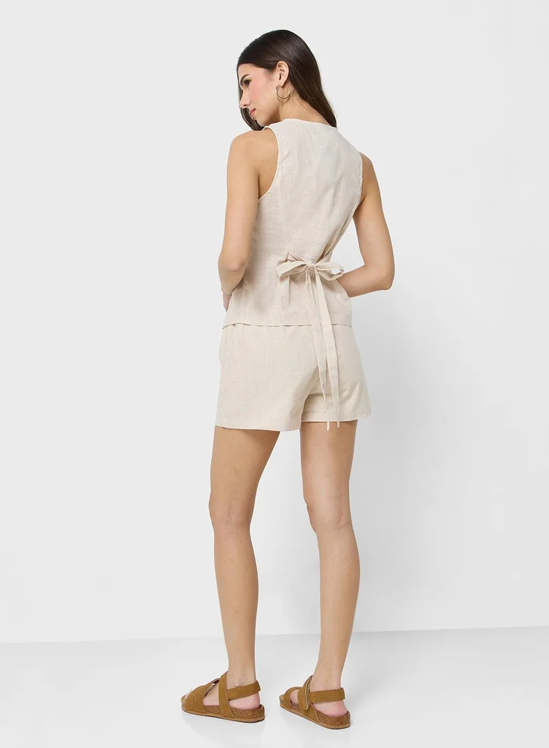 Ginger  Button Down Waistcoat & Short Coord Set for Women | Best Price UAE
