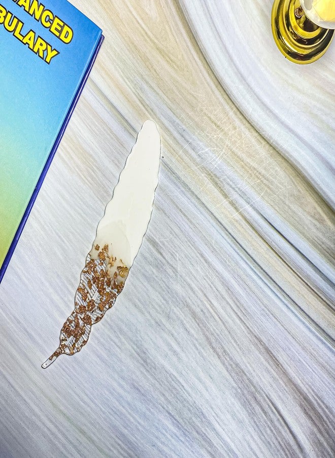 ITZYL Feather Resin Handmade Bookmark Combo for Women Teacher Kids Book Lovers Gift (Pack of 5)-Sparking Gold+White Ombre+Golden Flakes Black+Blue Spark+Golden Flakes White - Image 3