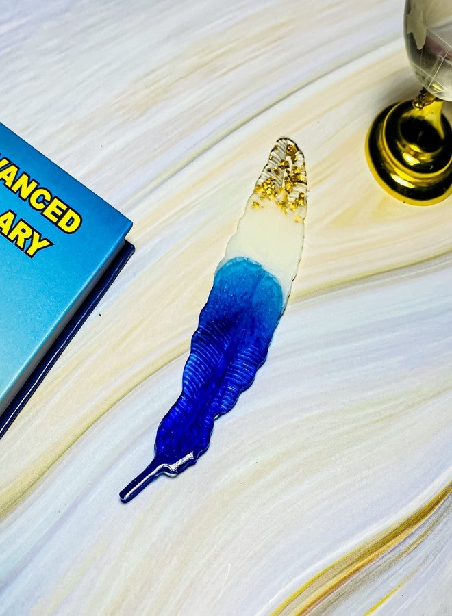 ITZYL Feather Resin Handmade Bookmark Combo for Women Teacher Kids Book Lovers Gift (Pack of 5)-Sparking Gold+White Ombre+Golden Flakes Black+Blue Spark+Golden Flakes White - Image 5