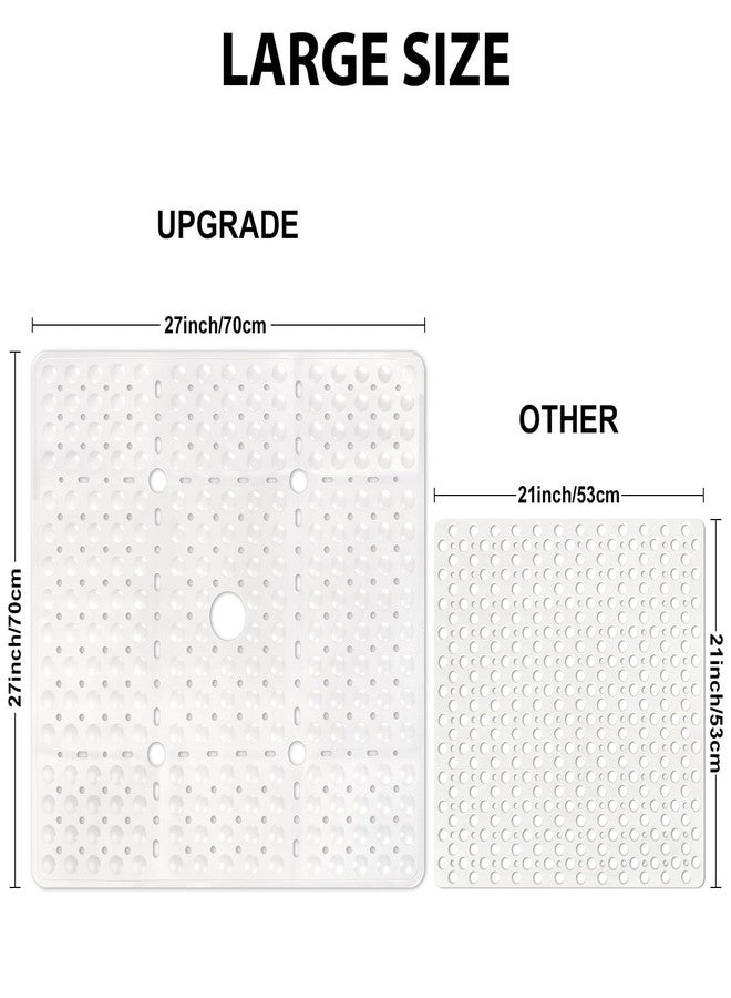 Mofonky Square Shower Mat Non Slip: 27 X 27 Inch Large Shower Floor Mat with Drain Hole in Middle - Soft TPE Anti Slip Shower Mats for Inside Shower - Image 2