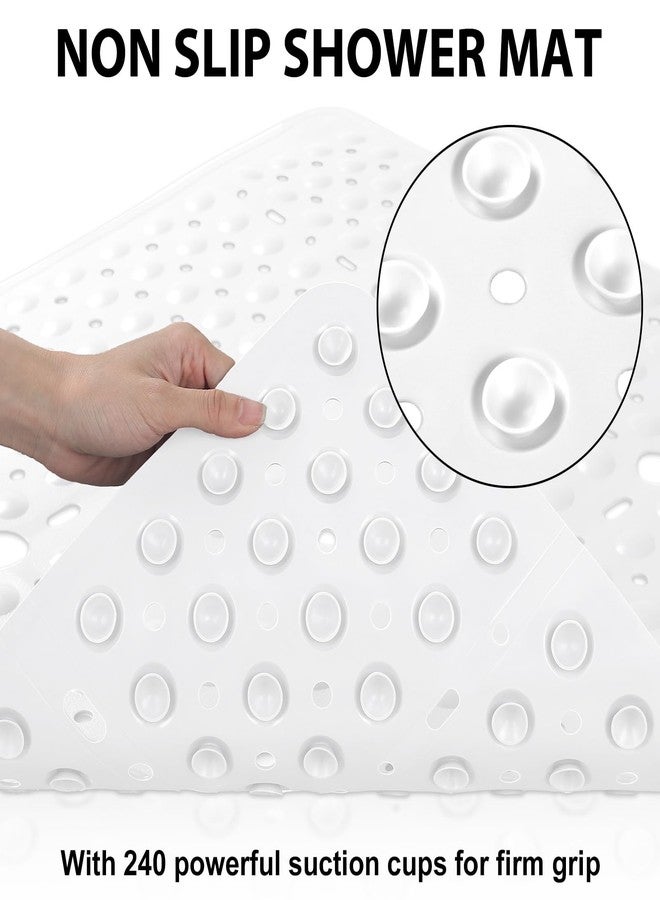 Mofonky Square Shower Mat Non Slip: 27 X 27 Inch Large Shower Floor Mat with Drain Hole in Middle - Soft TPE Anti Slip Shower Mats for Inside Shower - Image 4