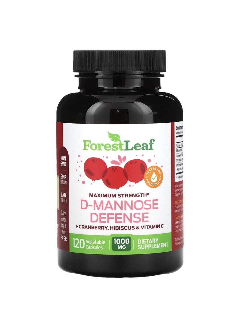 D-Mannose Defense, Maximum Strength, 120 Vegetarian Capsules