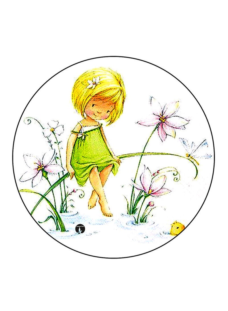 RKN Girl Printed Mouse Pad Round  Multicolour