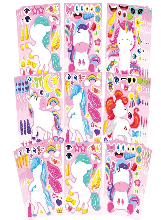 OTAITY 24 Sheets Make Your Own Unicorn Stickers for Kids Toddlers, Make a Face Sticker, Unicorn Stickers for Kids Party Favors Activities - Image 1