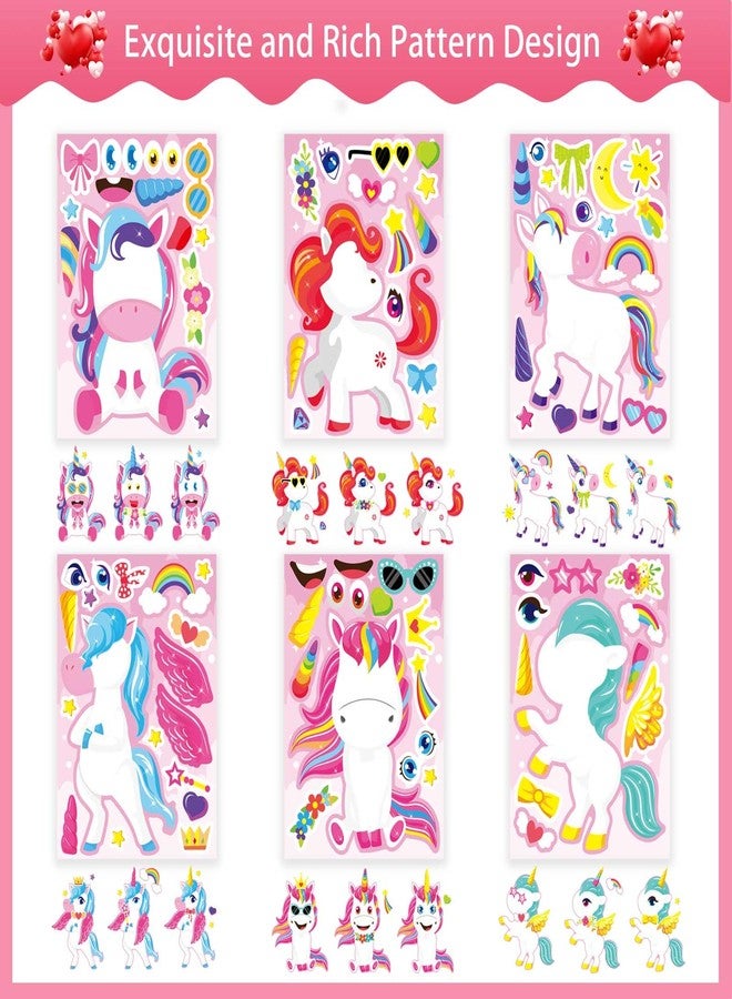 OTAITY 24 Sheets Make Your Own Unicorn Stickers for Kids Toddlers, Make a Face Sticker, Unicorn Stickers for Kids Party Favors Activities - Image 4