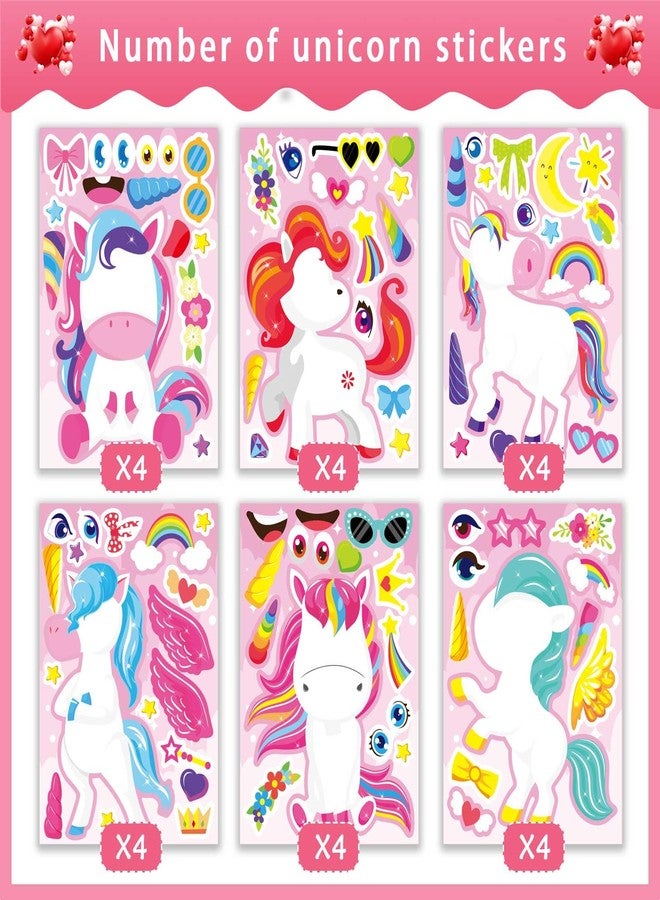 OTAITY 24 Sheets Make Your Own Unicorn Stickers for Kids Toddlers, Make a Face Sticker, Unicorn Stickers for Kids Party Favors Activities - Image 2