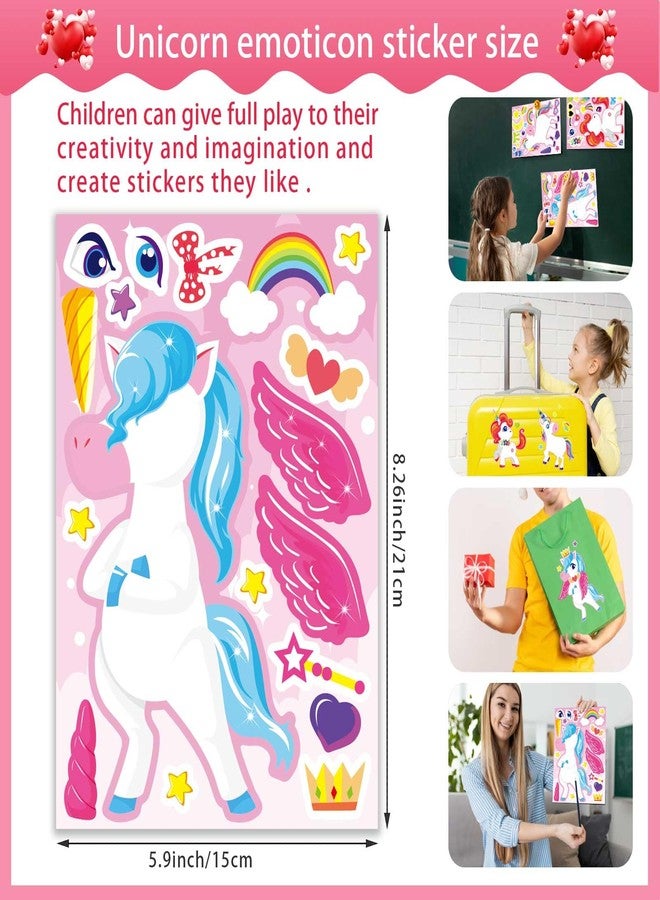OTAITY 24 Sheets Make Your Own Unicorn Stickers for Kids Toddlers, Make a Face Sticker, Unicorn Stickers for Kids Party Favors Activities - Image 3
