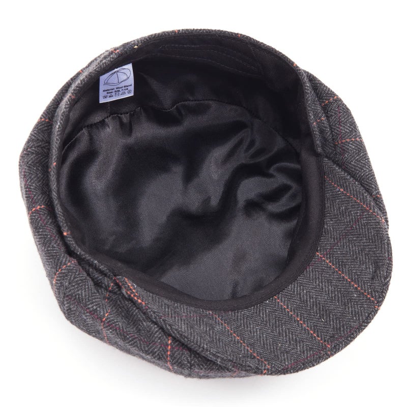 LADYBRO 8 Panel Newsboy Hats for Men Cap Irish Wool Blend (Plaid Black, L/XL, 7 5/8) - Image 5