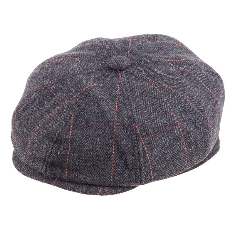 LADYBRO 8 Panel Newsboy Hats for Men Cap Irish Wool Blend (Plaid Black, L/XL, 7 5/8) - Image 2