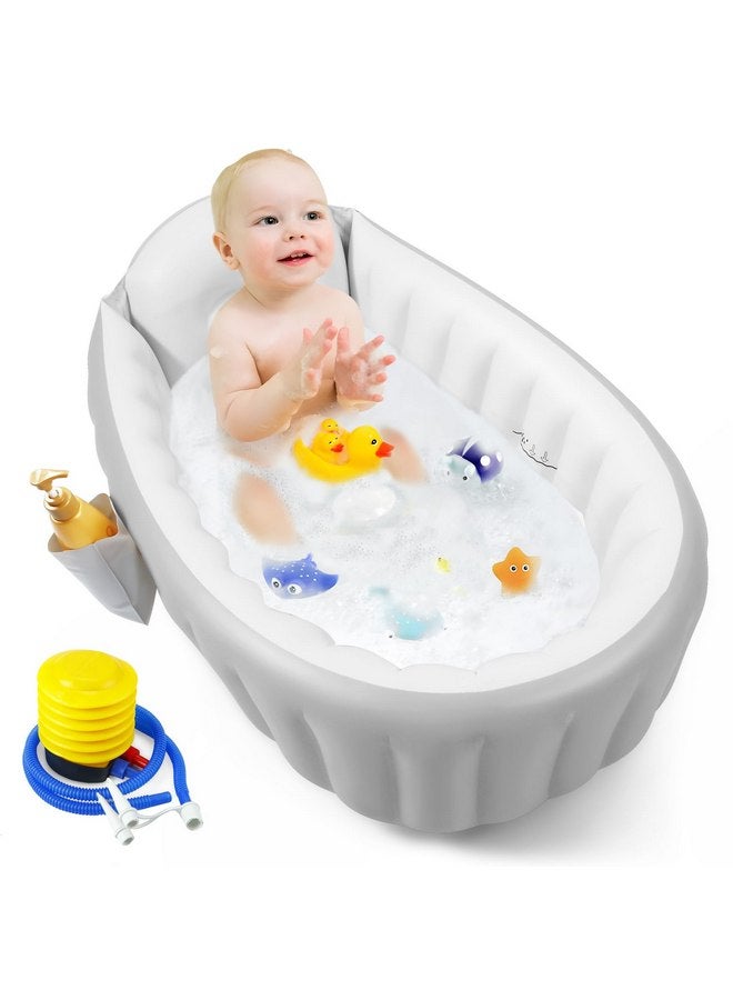 PandaEar حوض استحمام قابل للنفخ للأطفال من باندا إير، حوض استحمام للأطفال للاستحمام، حوض استحمام محمول قابل للطي للأطفال، حوض استحمام للأطفال من 6-12 شهر، حوض استحمام للسفر للأطفال، حوض قابل للنفخ للأطفال مع مضخة هواء - Image 1